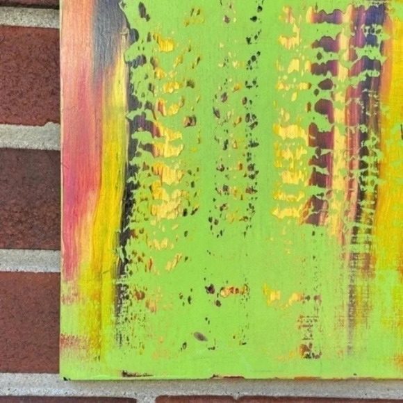 Original Acrylic Painting Reclaimed Wood Green Copper Jungle Safari Signed - Picture 8 of 11